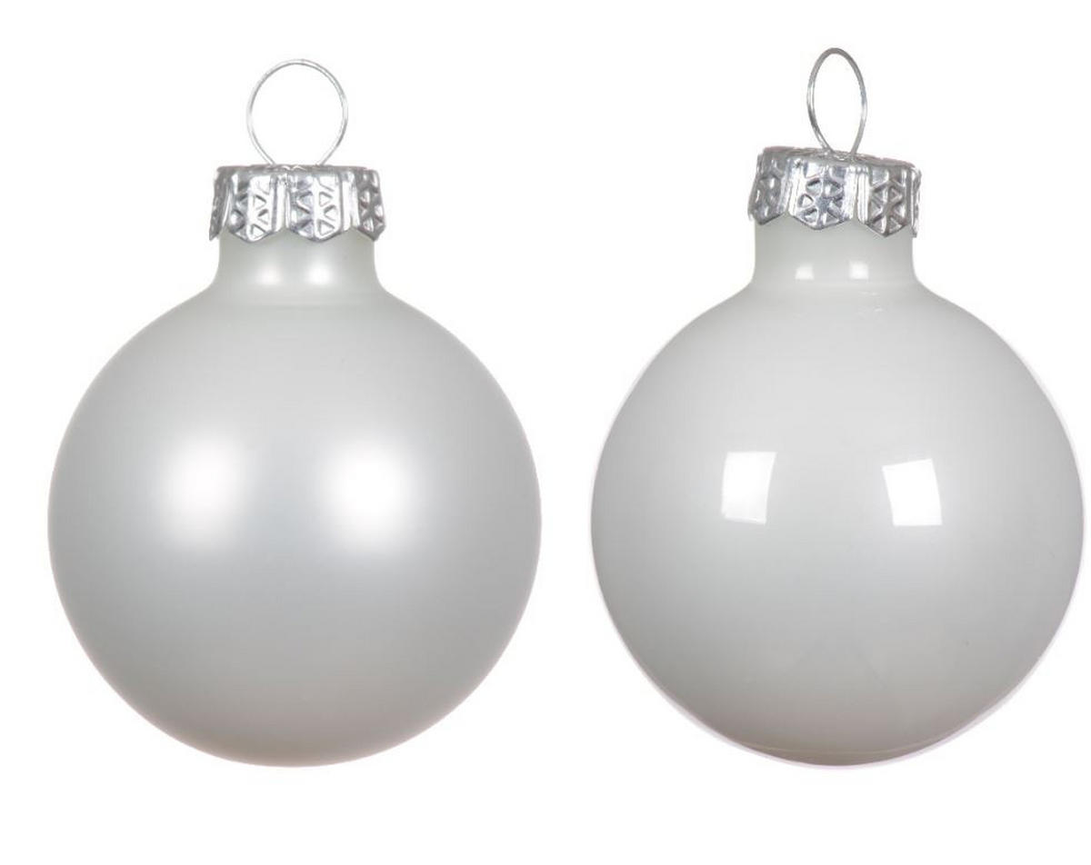 CHRISTBAUMKUGEL-SET 3,5 cm 16-teilig  - Weiß, KONVENTIONELL, Glas (3,5cm)