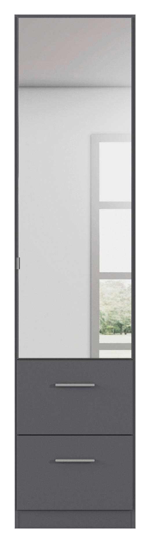 Thumbnail - home24 Drehtürenschrank, Grau, Kunststoff, 1 Fächer, 2 Schublade(n) Schubladen, 47x197x54 cm, Blauer Engel, Goldenes M, ...