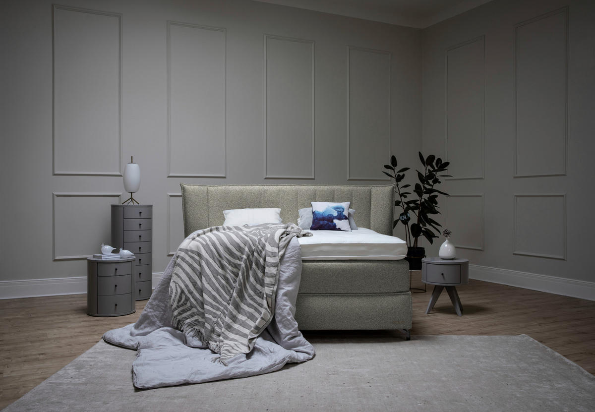 BOXSPRINGBETT 180/200 cm  in Beige  - Beige/Schwarz, Konventionell, Holz/Textil (180/200cm) - Sjöholm