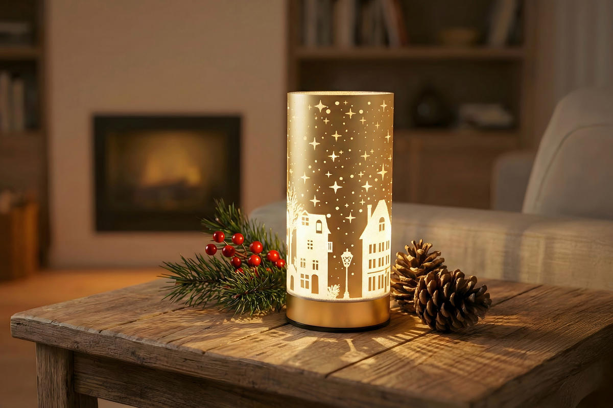 LED-WEIHNACHTSFIGUR  - Beige/Rot, LIFESTYLE, Glas (7/15,5cm)