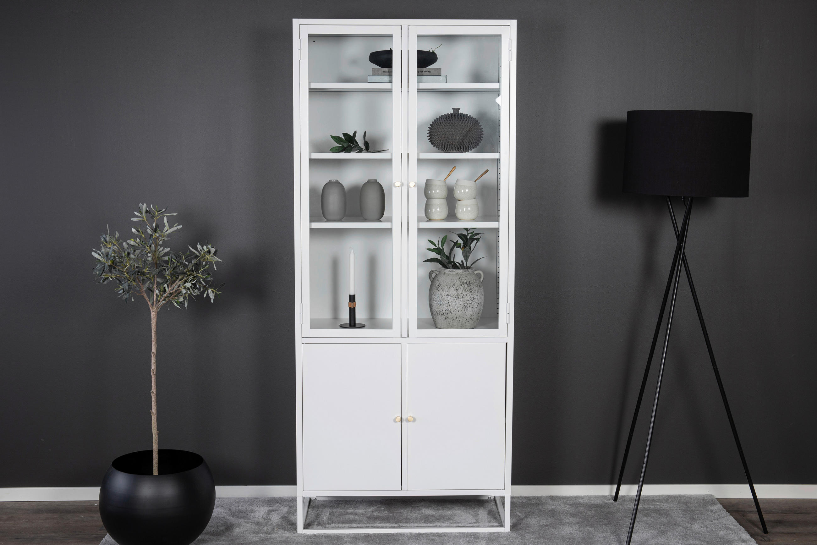 VITRINSKÅP  i vit  - vit, Design, metall/glas (80/190/41cm) - Livetastic