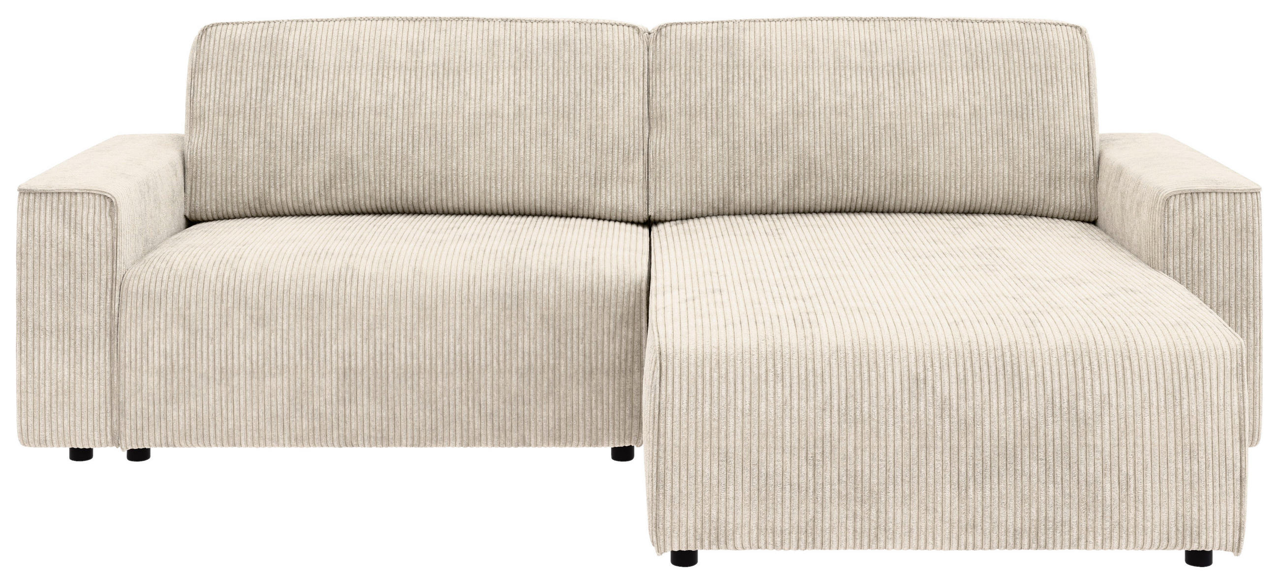 ECKSOFA in Cord Creme  - Creme/Schwarz, Modern, Kunststoff/Textil (265/164cm) - Trendmanufaktur