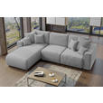 ECKSOFA Grau Cord  inkl. Zierkissen, Rückenkissen, Bettkasten, Schlaffunktion, Rücken echt, Liegefläche im Originalstoff  - Chromfarben/Grau, KONVENTIONELL, Kunststoff/Textil (195/293cm) - Carryhome