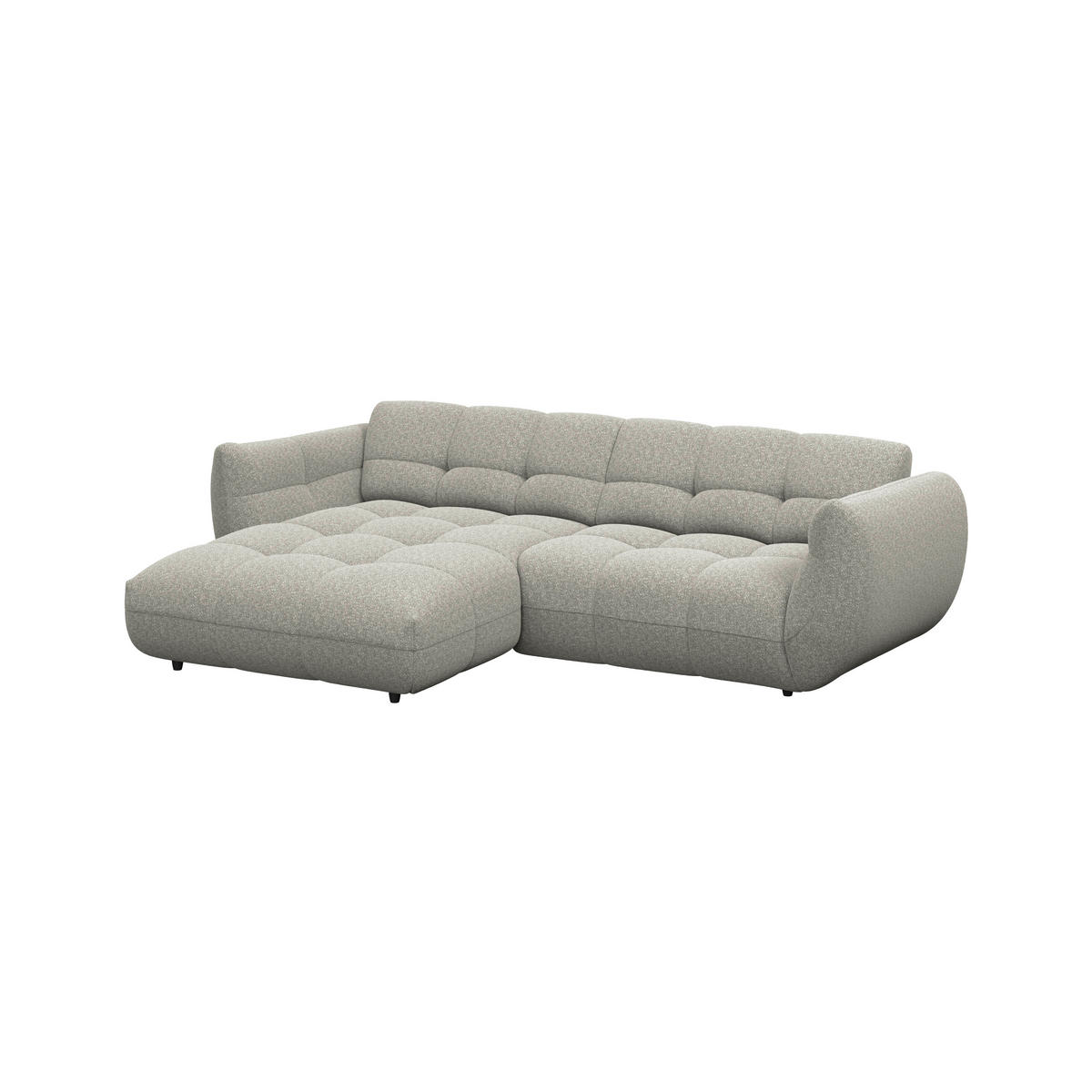 ECKSOFA Chenille Grau  - Dunkelgrün/Schwarz, Trend, Kunststoff/Textil (178/280cm) - MID.YOU