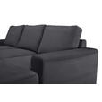 ECKSOFA Anthrazit Cord Rückenkissen, Bettkasten, Schlaffunktion, Rücken echt, Liegefläche im Originalstoff  - Anthrazit/Schwarz, KONVENTIONELL, Textil/Metall (240/150cm) - Carryhome