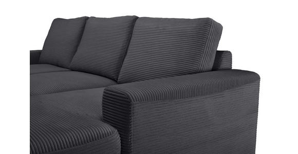 ECKSOFA Anthrazit Cord Rückenkissen, Bettkasten, Schlaffunktion, Rücken echt, Liegefläche im Originalstoff  - Anthrazit/Schwarz, KONVENTIONELL, Textil/Metall (240/150cm) - Carryhome