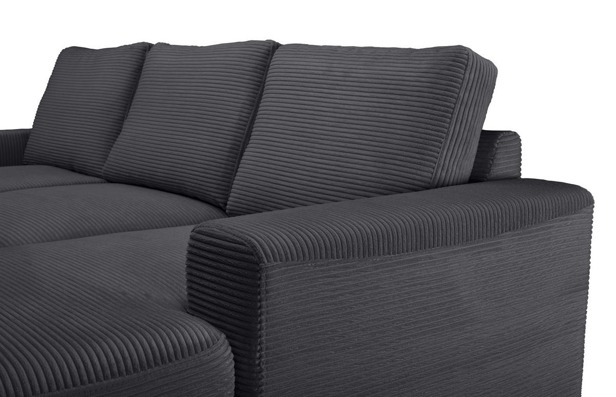 ECKSOFA Anthrazit Cord  - Anthrazit/Schwarz, KONVENTIONELL, Textil/Metall (240/150cm) - Carryhome