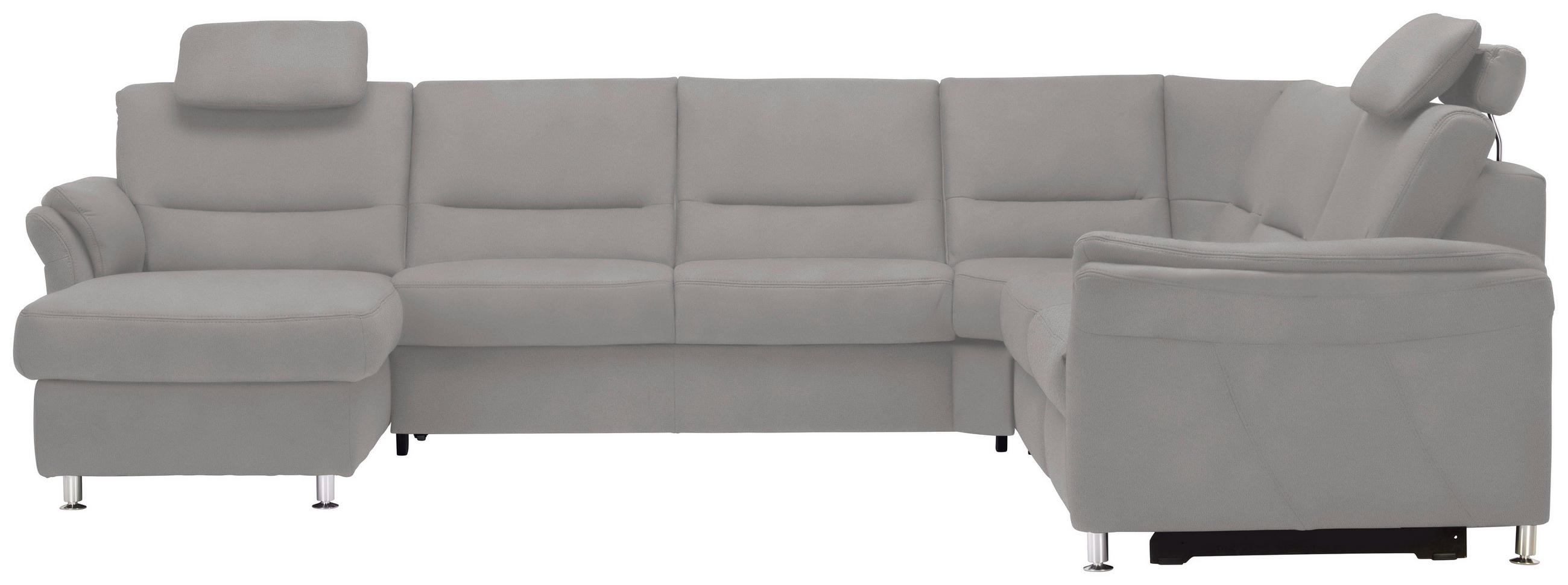 WOHNLANDSCHAFT in Mikrofaser Ecru  - Ecru/Alufarben, Konventionell, Textil/Metall (173/330/262cm) - Beldomo System