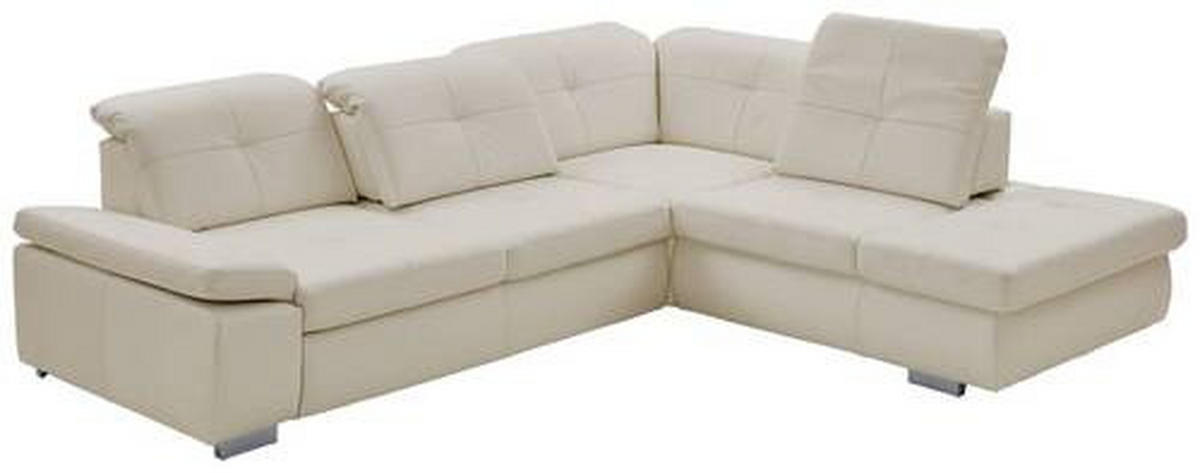 ECKSOFA in Echtleder Weiss  - Weiss, Basics, Leder/Metall (312/260cm) - Beldomo Premium