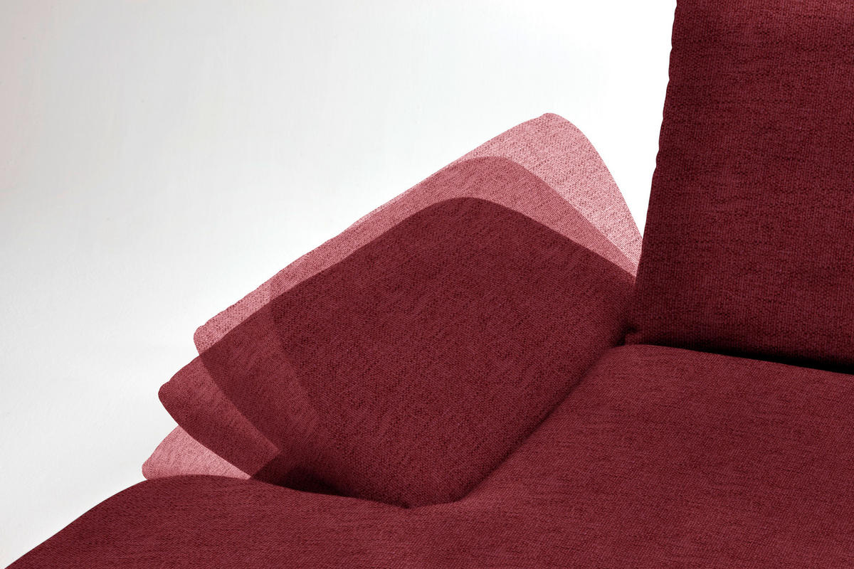 ECKSOFA in Flachgewebe Rot  159/314 cm  - Rot/Schwarz, Design, Holz/Textil (159/314cm) - Dieter Knoll