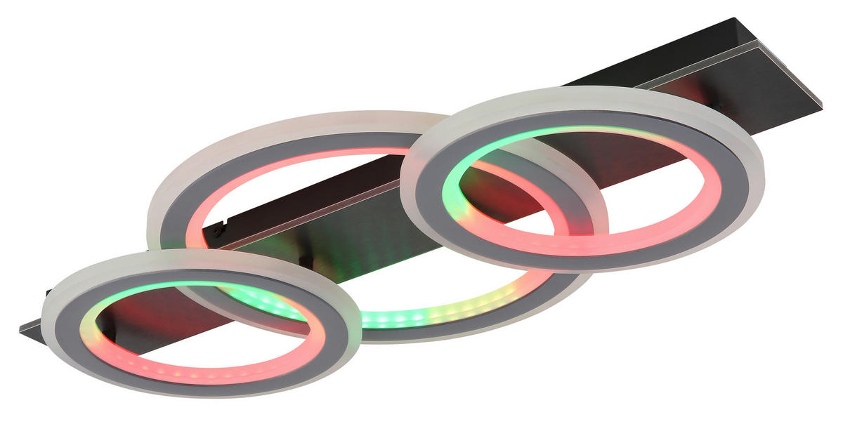 STROPNÍ LED SVÍTIDLO, 73/37/8 cm - šedá/černá, Design, kov/plast (73/37/8cm) - Globo