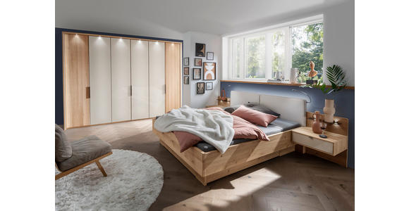 BETTANLAGE 180/200 cm in Champagner, Eiche Bianco - Eiche Bianco/Champagner, KONVENTIONELL, Holz/Holzwerkstoff (180/200cm) - Venda