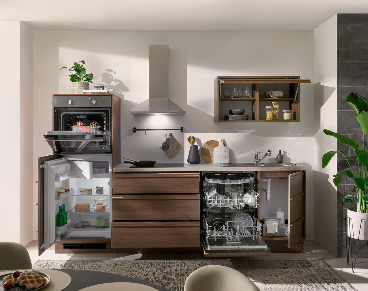 KÜCHENLEERBLOCK 264 cm   in Nussbaumfarben  - Beige/Nussbaumfarben, Trend, Holzwerkstoff/Kunststoff (264cm) - MID.YOU