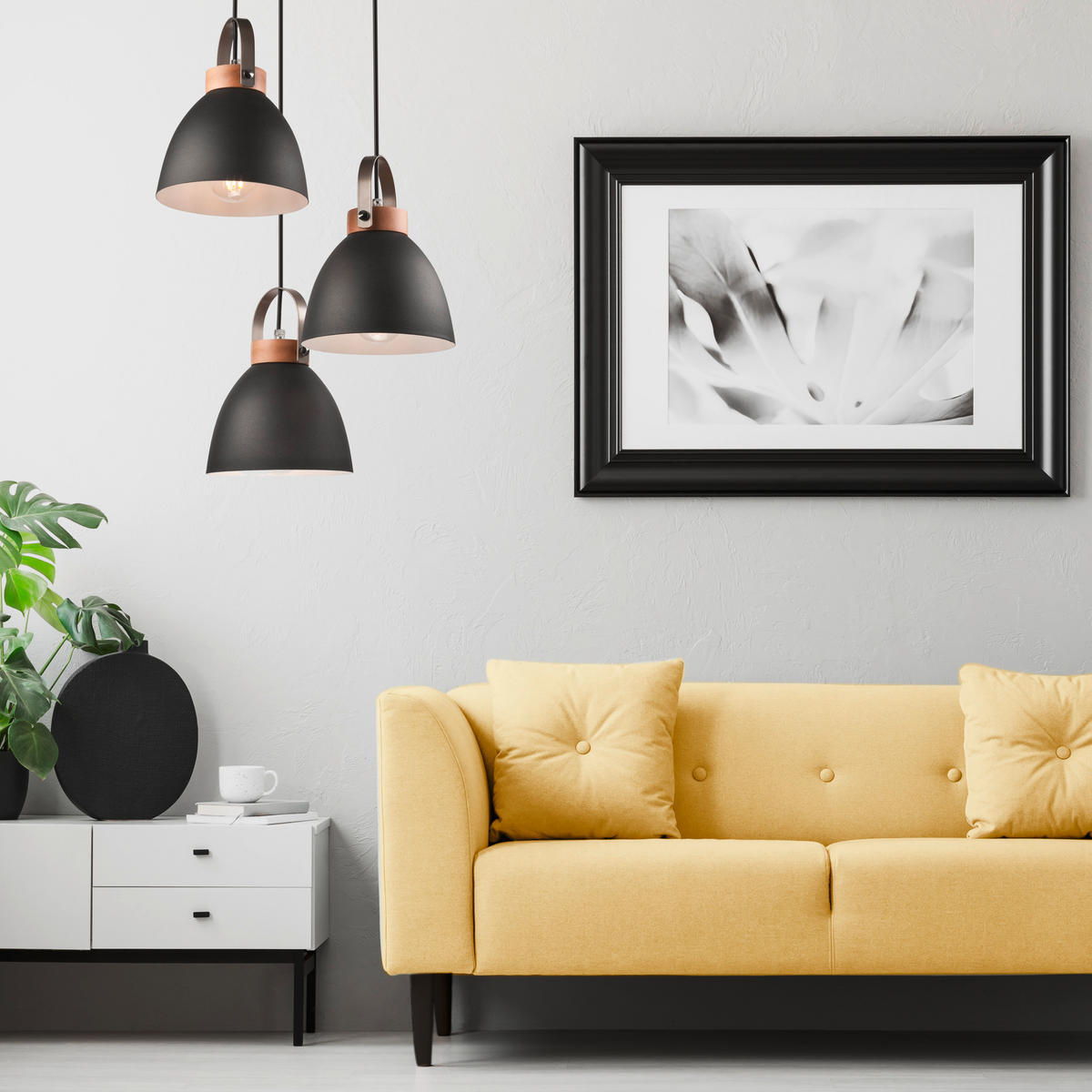 PENDELLEUCHTE DANIELLE 37/79 cm   - Graphitfarben, KONVENTIONELL, Holz/Metall (37/79cm)