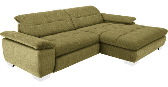 ECKSOFA in Mikrofaser Grün  - Chromfarben/Grün, Design, Textil/Metall (265/180cm) - Carryhome