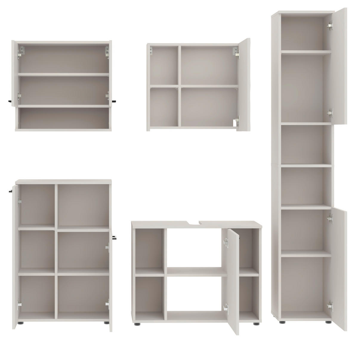 BADEZIMMER 5-teilig  in 205 cm  - Kaschmir/Schwarz, Trend, Glas/Holzwerkstoff (205cm) - Respekta