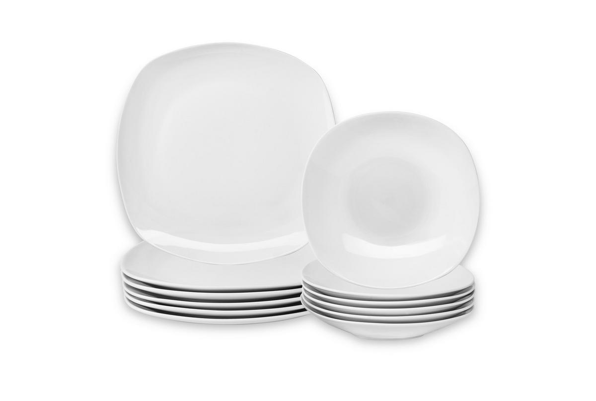 JEDÁLENSKÝ SERVIS, 12-dielne, porcelán - biela, Basics, keramika - Boxxx