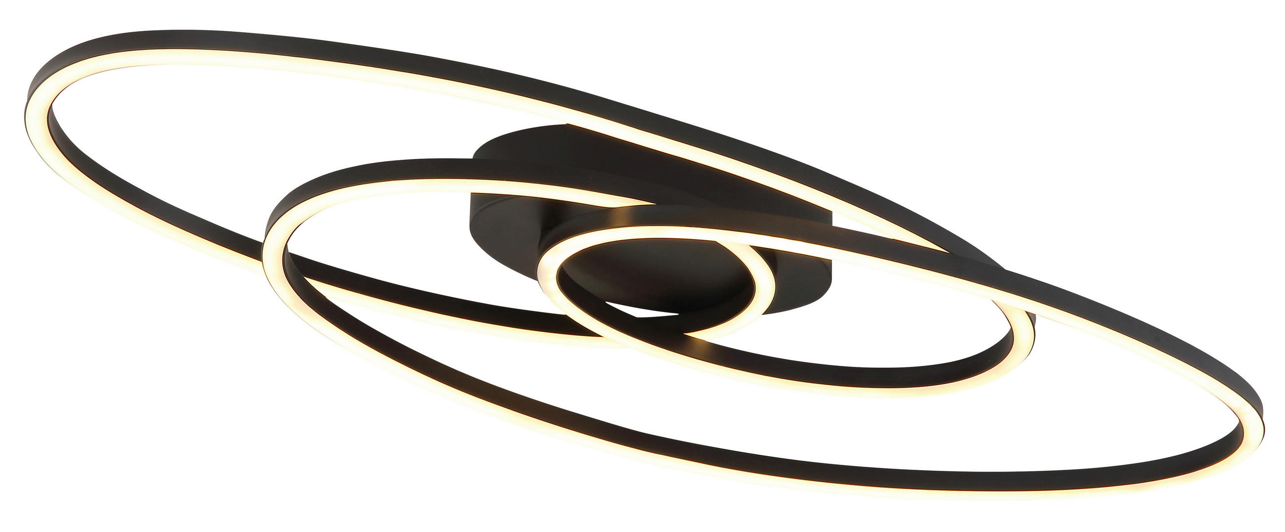 LED-DECKENLEUCHTE Spira 68/25/7 cm  - Opal/Schwarz, Design, Kunststoff/Metall (68/25/7cm) - Globo