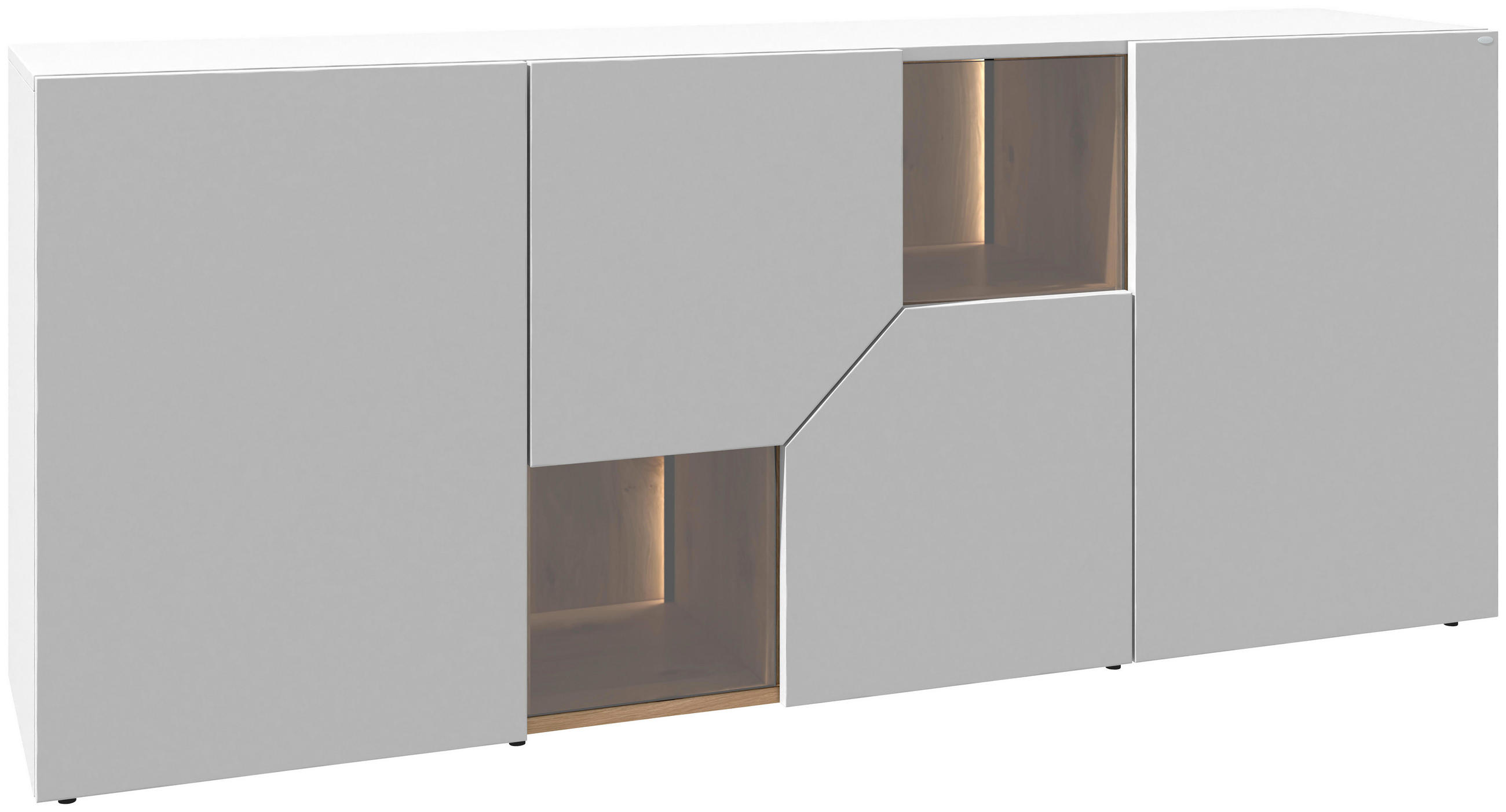 SIDEBOARD Weiss, Wildeiche  192/82/45 cm  - Wildeiche/Weiss, Design, Glas/Holz (192/82/45cm) - Voglauer