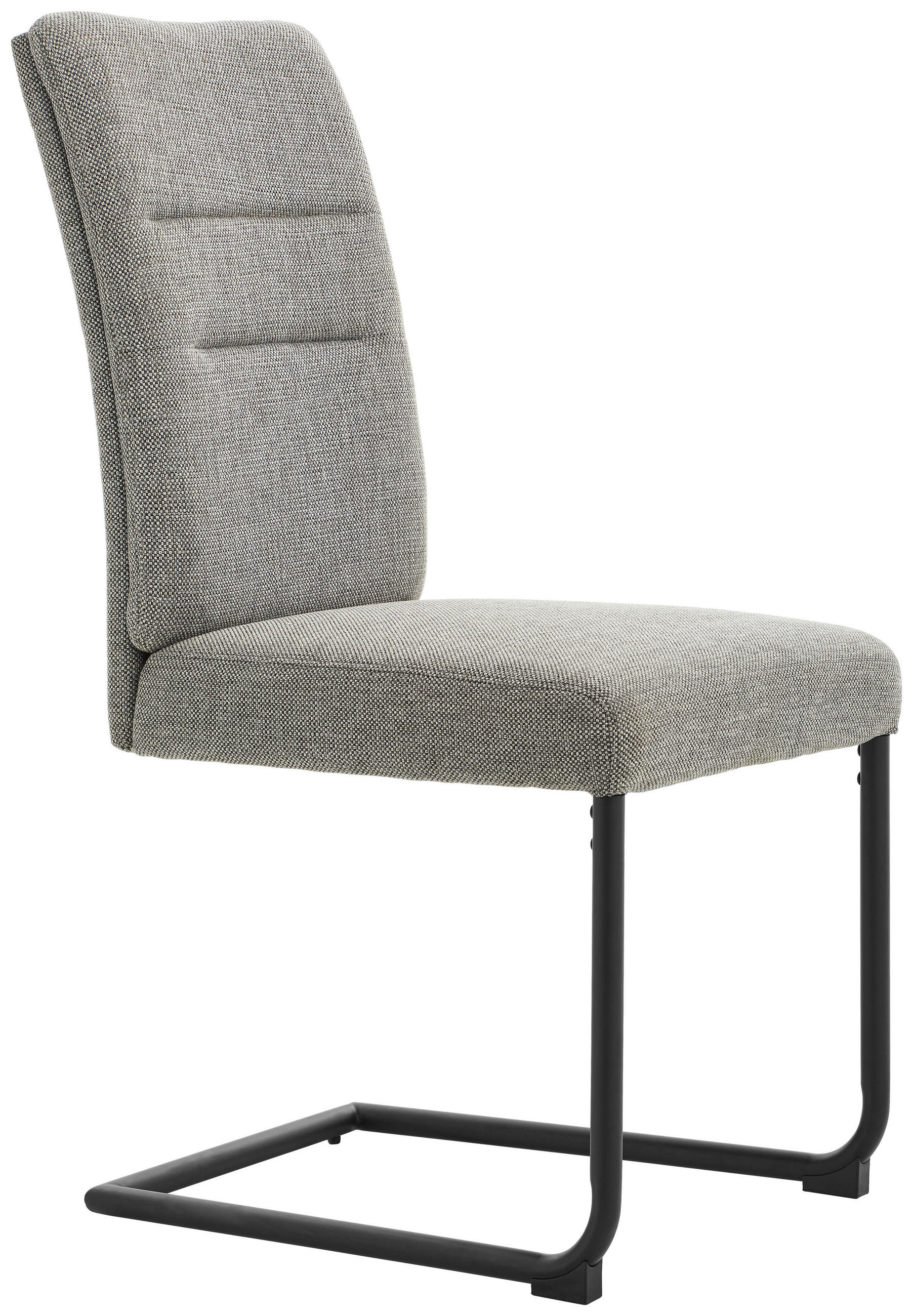 Scaun Bucatarie din metal, textil, negru, gri deschis