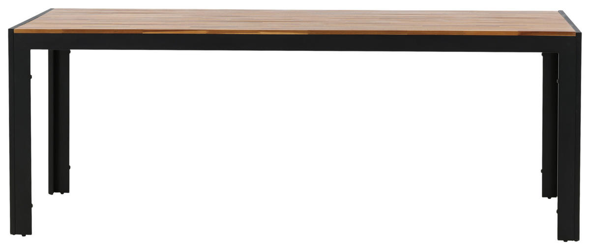 GARTENTISCH 205/90/75 cm Metall, Holz rechteckig  - Schwarz/Akaziefarben, KONVENTIONELL, Holz/Metall (205/90/75cm) - Gardenson
