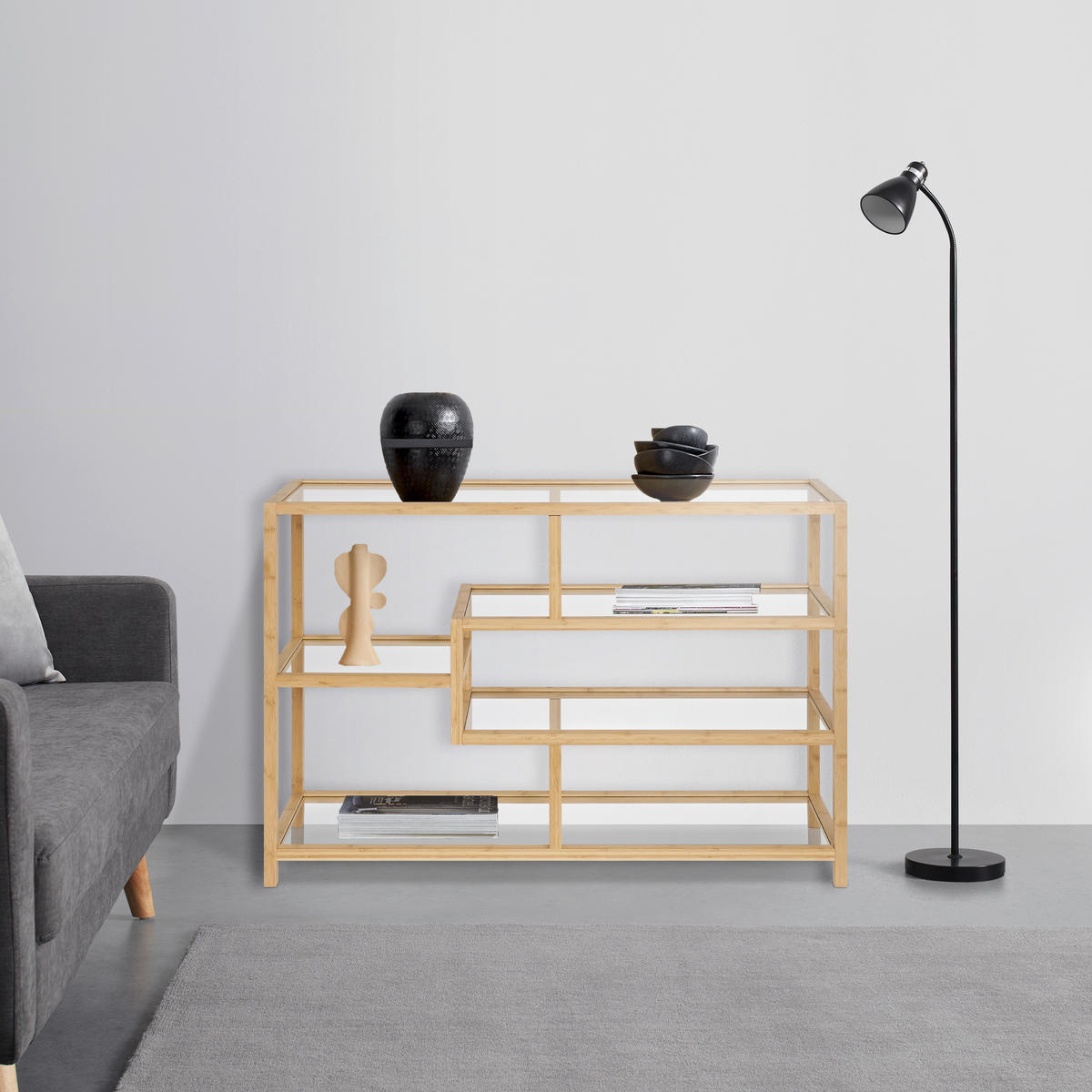 HYLLA i 114/79/34 cm naturfärgad  - naturfärgad, Basics, glas/trä (114/79/34cm) - Xora