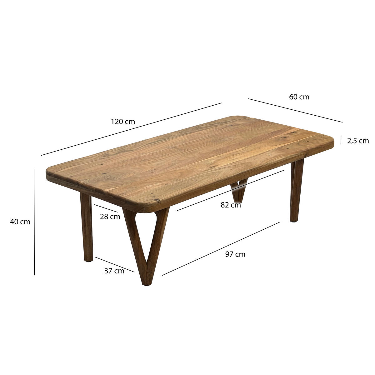 KONFERENČNÍ STOLEK, barvy akácie, dřevo, 120/60/40 cm - barvy akácie, Design, dřevo (120/60/40cm) - Livetastic