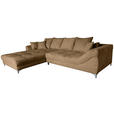 ECKSOFA Rostfarben Chenille Zierkissen, Rückenkissen, Rücken echt  - Chromfarben/Rostfarben, KONVENTIONELL, Textil/Metall (227/329cm) - Carryhome