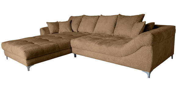 ECKSOFA Rostfarben Chenille Zierkissen, Rückenkissen, Rücken echt  - Chromfarben/Rostfarben, KONVENTIONELL, Textil/Metall (227/329cm) - Carryhome