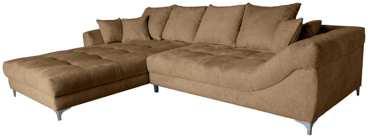 ECKSOFA in Chenille Rostfarben  227/329 cm  - Chromfarben/Rostfarben, KONVENTIONELL, Textil/Metall (227/329cm) - Carryhome