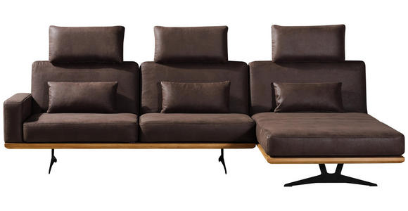WOHNLANDSCHAFT in Textil Braun - Schwarz/Braun, Natur, Textil/Metall (326/170cm) - Valnatura