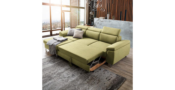 ECKSOFA in Webstoff Grün  - Silberfarben/Grün, Design, Textil/Metall (167/250cm) - Xora