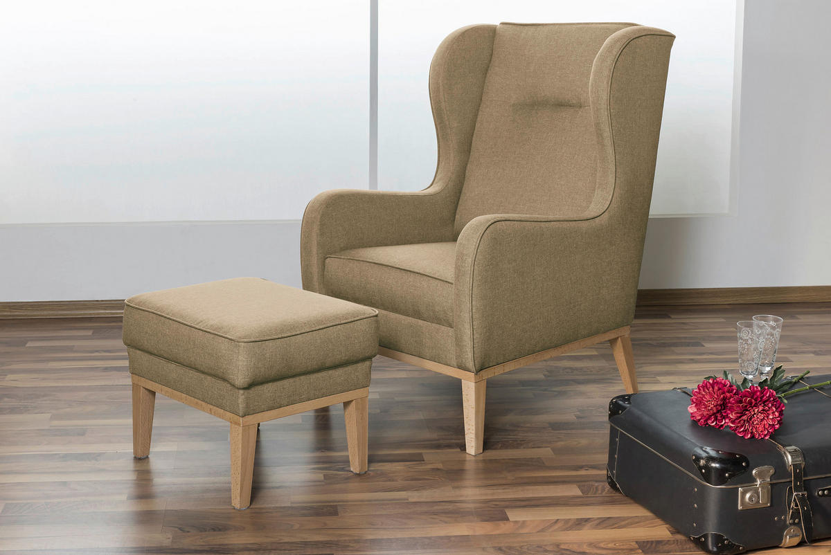 HOCKER in Textil Sandfarben  - Sandfarben/Naturfarben, Konventionell, Holz/Textil (50/41/41cm) - Max Winzer