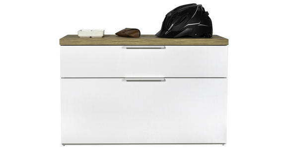 GARDEROBENBANK Eichefarben, Weiß Hochglanz - Eichefarben/Weiß Hochglanz, MODERN, Kunststoff/Metall (82/53/35cm) - Carryhome