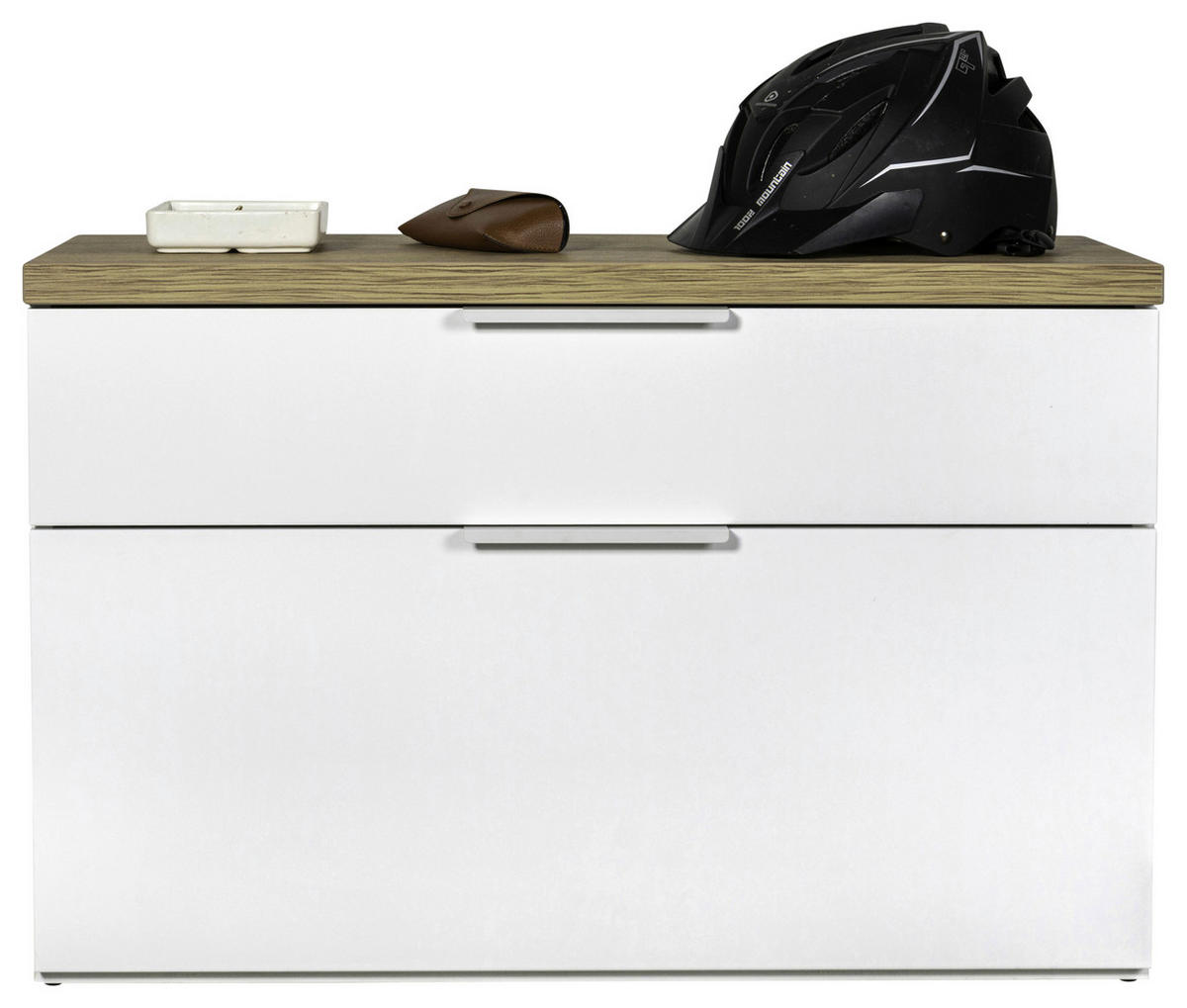 GARDEROBNA KLOP barve hrasta, bela, visoki sijaj - srebrne barve/črna, Moderno, kovina/umetna masa (82/53/35cm) - Carryhome