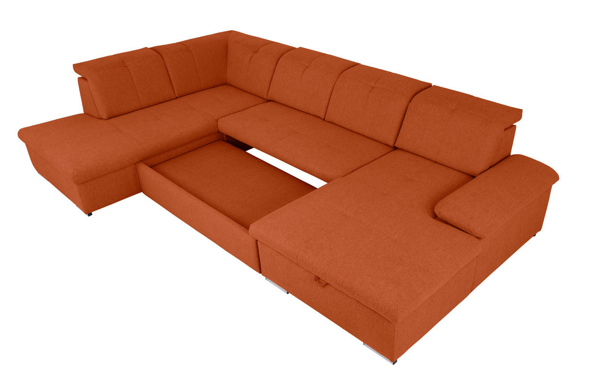 WOHNLANDSCHAFT Terracotta  - Terracotta/Grau, Design, Textil/Metall (173/328/215cm) - MID.YOU