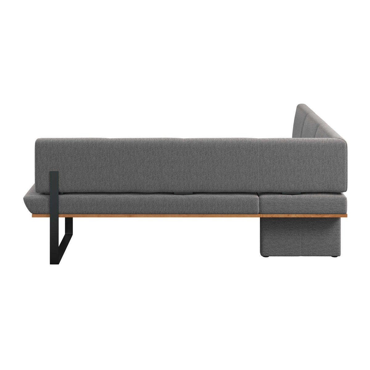 ECKBANK 175/225 cm Webstoff Grau Eiche vollmassiv   - Schwarz/Grau, MODERN, Holz/Textil (175/225cm) - Livetastic