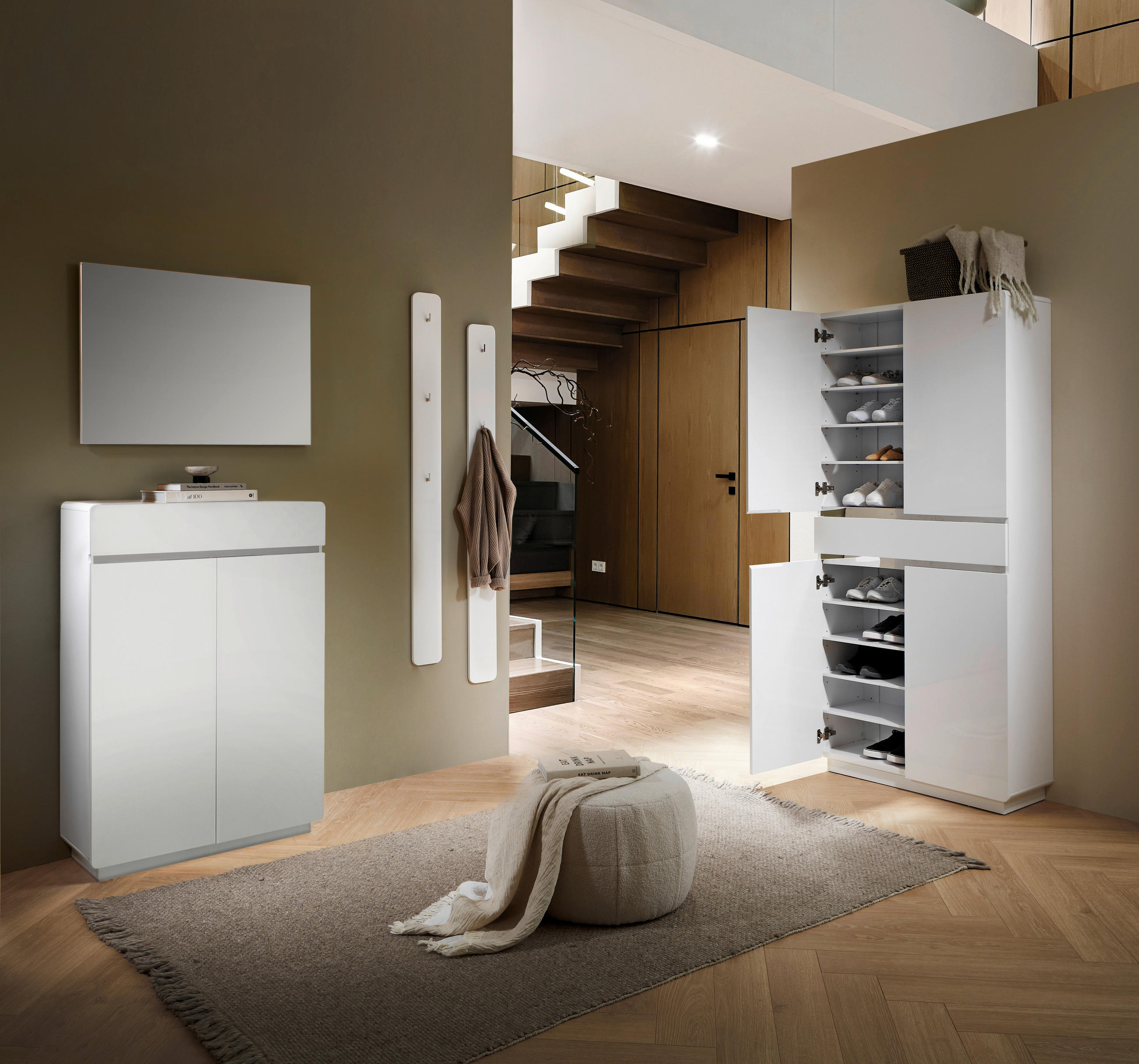 SCHUHSCHRANK Weiß  - Weiß, Design, Holzwerkstoff (90/123/35cm) - Xora