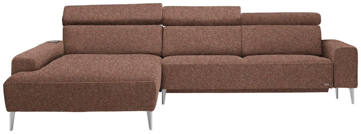 ECKSOFA  in Mikrovelours Terracotta  205/308 cm  - Terracotta/Alufarben, Design, Textil/Metall (205/308cm) - Sedda