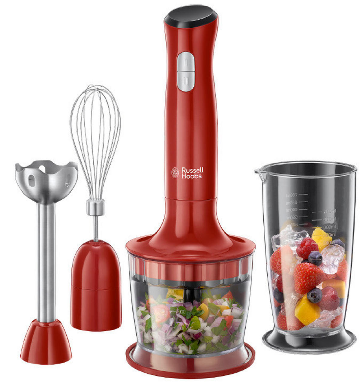STABMIXER-SET 3-teilig  - Rot, Basics, Kunststoff (8,9/41,3/6,4cm) - Russell Hobbs