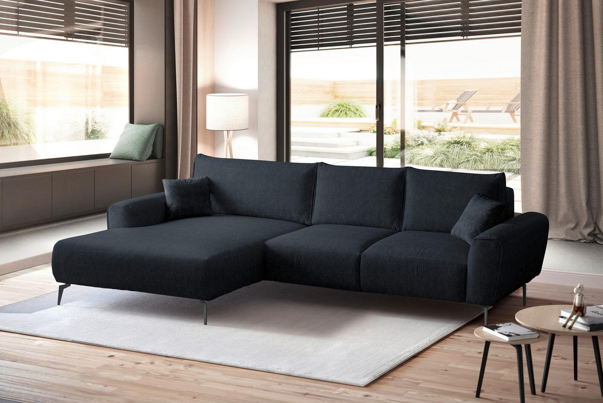 ECKSOFA in Webstoff Anthrazit  - Anthrazit/Schwarz, Design, Textil/Metall (170/272cm) - Welnova