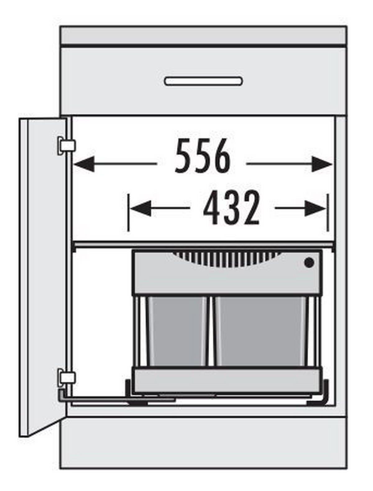 EINBAUABFALLSAMMLER 12 + 2 x 8 l  Metall  - Silberfarben/Grau, Basics, Kunststoff/Metall (55,6/36,4/36,7cm) - HKT