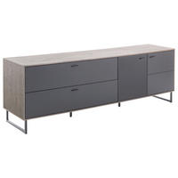 LOWBOARD  in 208/68/50 cm  - Eichefarben/Anthrazit, Design, Glas/Holz (208/68/50cm) - MID.YOU