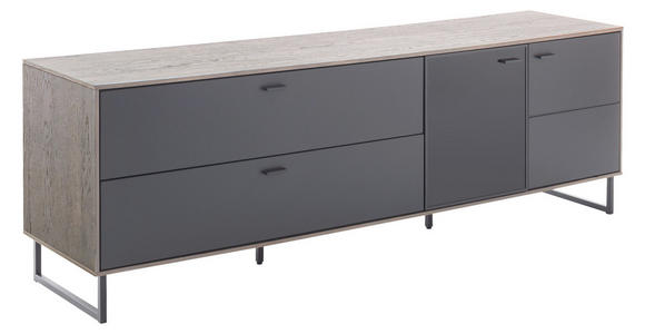 LOWBOARD in 208/68/50 cm - Eichefarben/Anthrazit, Design, Glas/Holz (208/68/50cm) - Novel