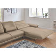 ECKSOFA Rivello in Echtleder Hellbraun Kopfteilverstellung  328/193 cm  - Hellbraun/Schwarz, Design, Leder/Metall (328/193cm) - Dieter Knoll