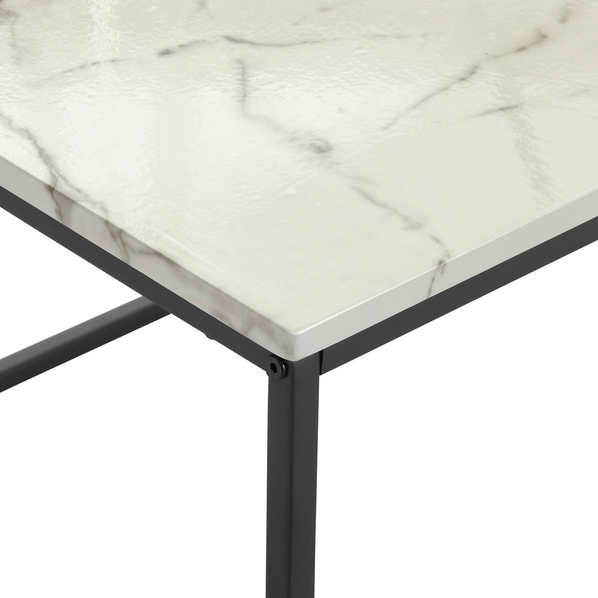 COUCHTISCH in Metall, Holzwerkstoff 100/60/45 cm  - Weiss/Schwarz, Konventionell, Holzwerkstoff/Metall (100/60/45cm) - MID.YOU