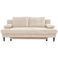 SCHLAFSOFA mit Rücken echt, Schlafen auf Sitzhöhe, Liegefunktion Webstoff Creme - Creme/Schwarz, KONVENTIONELL, Holz/Kunststoff (199/88/88cm) - Carryhome