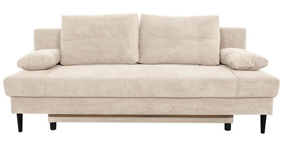 SCHLAFSOFA mit Rücken echt, Schlafen auf Sitzhöhe, Liegefunktion Webstoff Creme - Creme/Schwarz, KONVENTIONELL, Holz/Kunststoff (199/88/88cm) - Carryhome