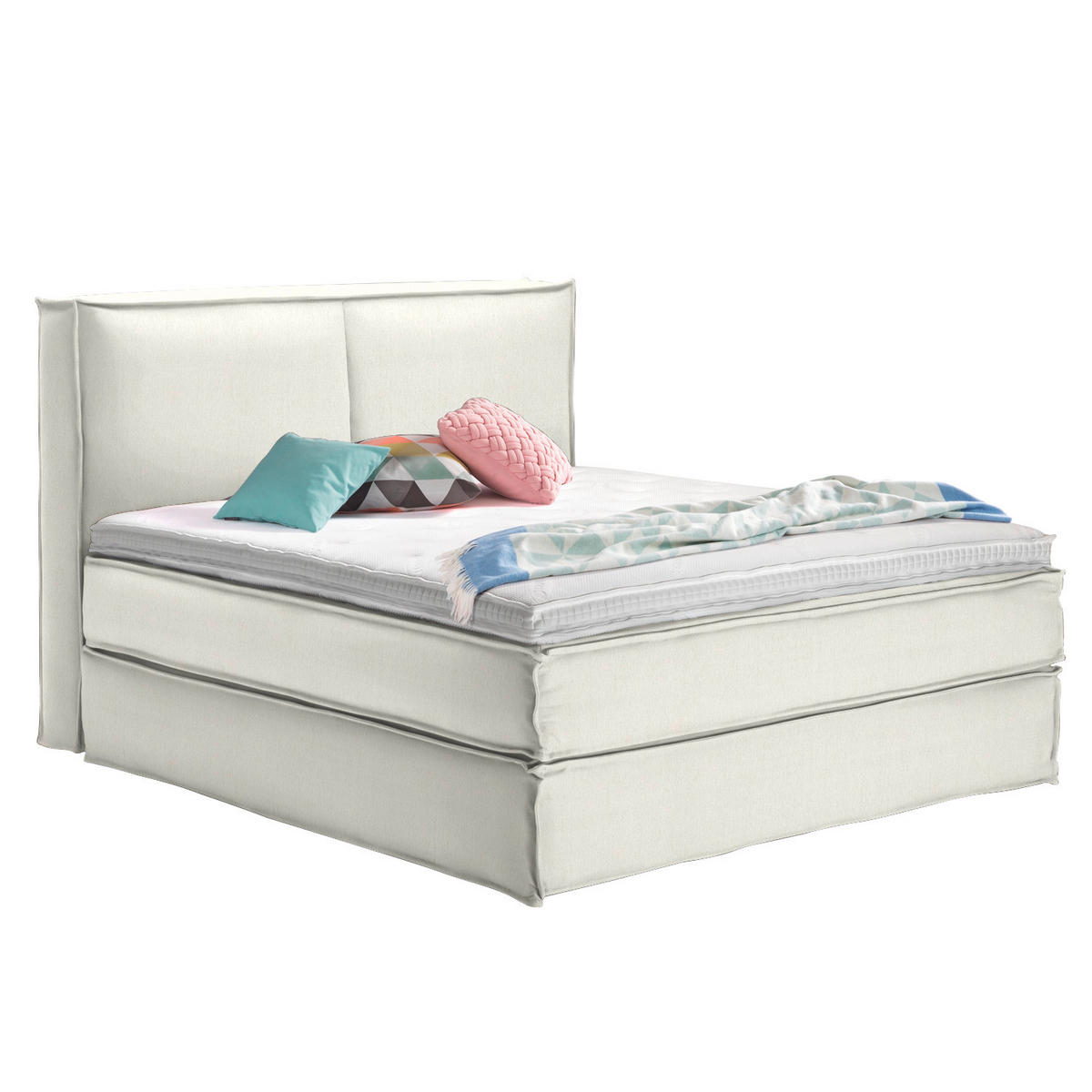 BOXSPRINGBETT 140/200 cm  in Creme  - Creme/Schwarz, Design, Textil (140/200cm) - home24