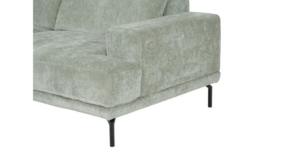 ECKSOFA Mintgrün Chenille Kopfteilverstellung, Sitztiefenverstellung  - Schwarz/Mintgrün, Design, Textil/Metall (243/307cm) - Xora